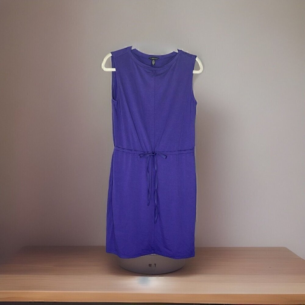 Eileen Fisher Jersey Tank Shirt Dress S Shift Tie-Waist Pockets Modest Sporty